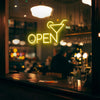 LED Neon Bar drink 'Open' - světelný nápis do okna baru žlutý