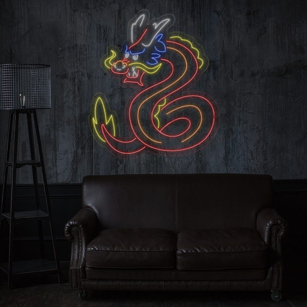 LED neon dekorace Chinese Dragon - světelná cedule na zeď obývacího pokoje