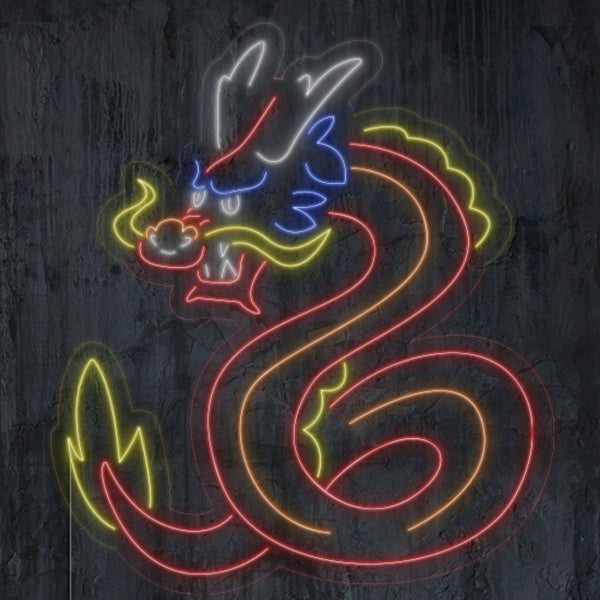 LED neon dekorace Chinese Dragon - světelná cedule na zeď