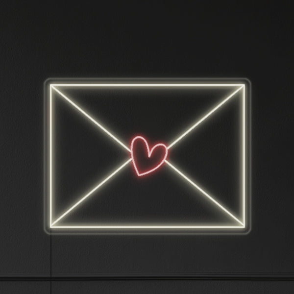 LED neon dekorace Love Letter Envelope - světelná LED cedule na zeď