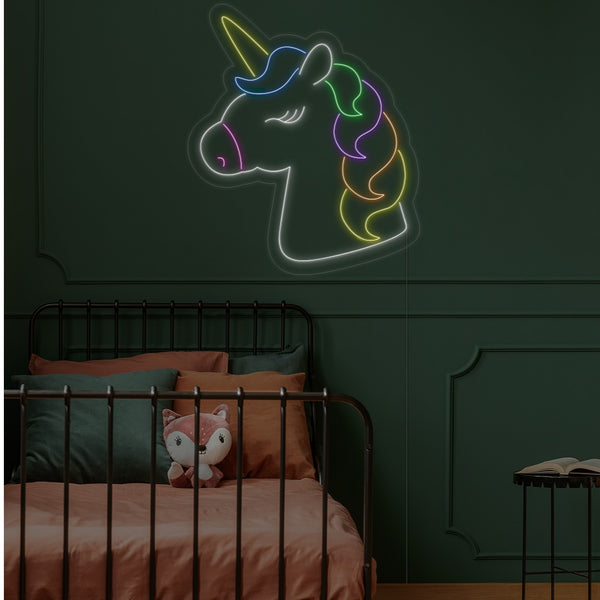 LED neon dekorace Unicorn - světelná LED cedule na zeď pokoe