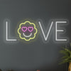 LED neon nápis 'Love emoji' na zeď - neon světlo bílo-žluto-růžové 