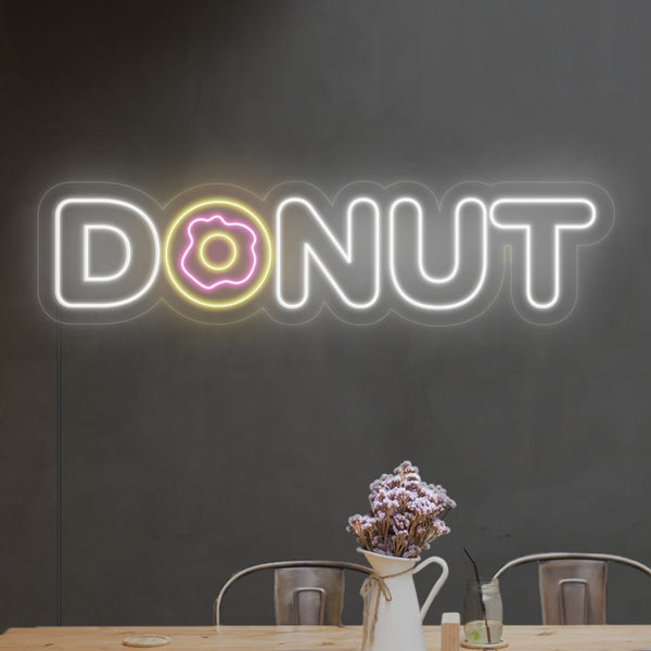 LED neon nápis 'Donut' - neonové osvětlení na stěnu