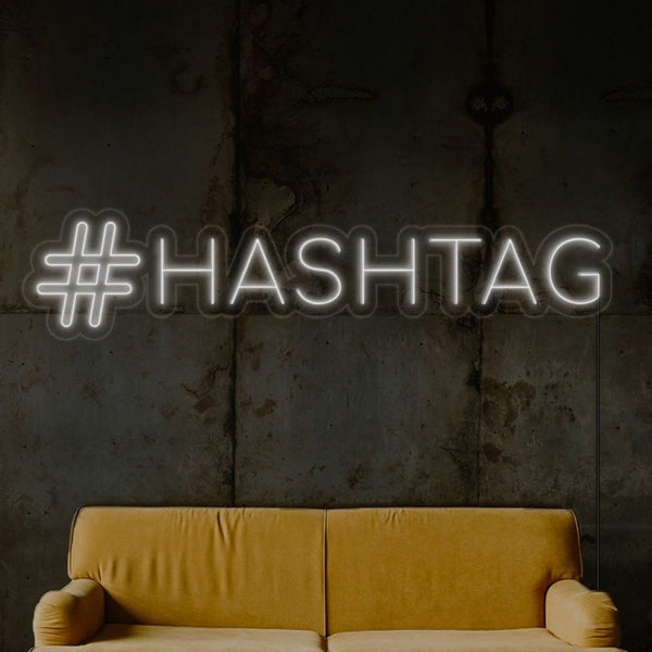 LED neonový nápis 'Hashtag' - světelná LED dekorace na zeď