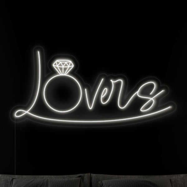 LED neon nápis a dekorace 'Lovers' - neonové světlo na zeď