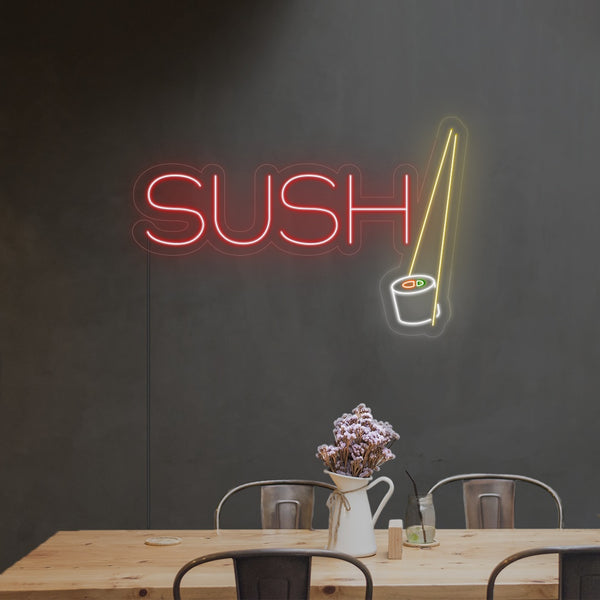 LED neon nápis a dekorace 'Sushi' - neonové světlo na zeď bistra a restaurace