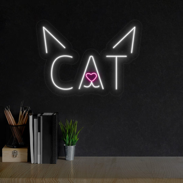 LED neon nápis a dekorace 'Cat' - neonové světlo na zeď pokoje