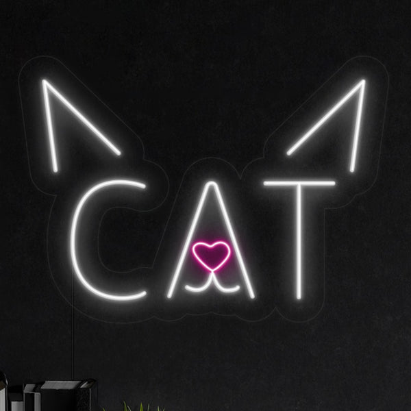 LED neon nápis a dekorace 'Cat' - neonové světlo na zeď