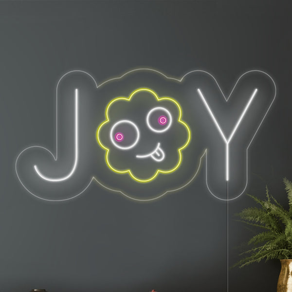 LED neon nápis 'joy emoji' na zeď - neon světlo bílé 