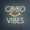 LED neon nápis 'Good vibes' - svítící cedule na zdi