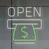 LED neonový nápis 'Open Money Exchange' - světelná LED reklama