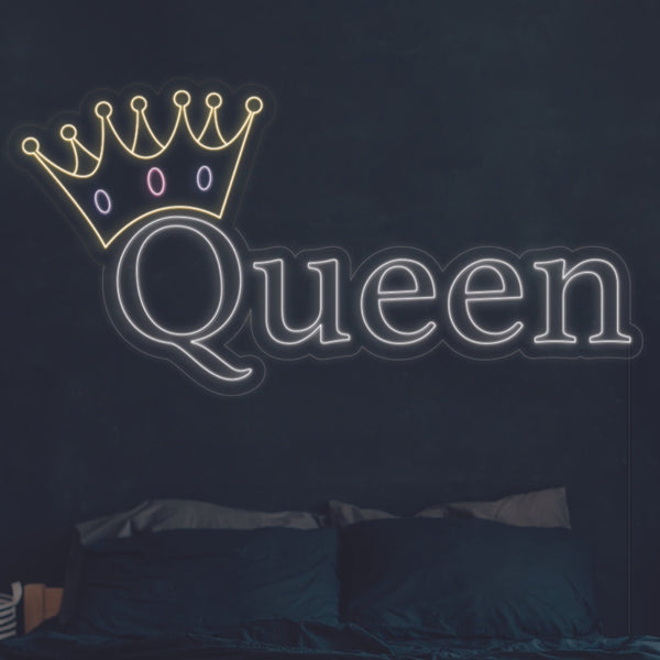 LED neon nápis Queen - světelná LED dekorace na zeď