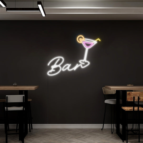 LED Neon nápis - 'Bar cocktail' - Světelná reklama na zeď baru nad stoly