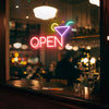 LED Neon Bar drink 'Open' - světelný nápis do okna baru červený