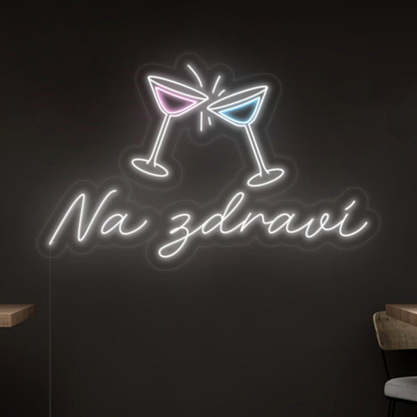 LED Neon - Drink 'Přípitek na zdraví- Cheers' - Svítící nápis na zeď