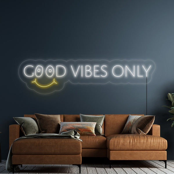 LED Neon nápis - 'good vibes only' - Svítící dekorace na zeď pokoje