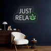 LED Neon nápis 'Just relax CBD' - Relaxační světelná cedule na zeď pokoje