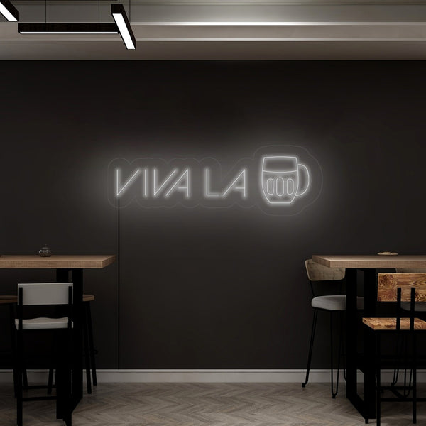 LED Neon nápis 'Viva la beer revolution' - Výrazná LED neonová reklama na zeď pro pivnice